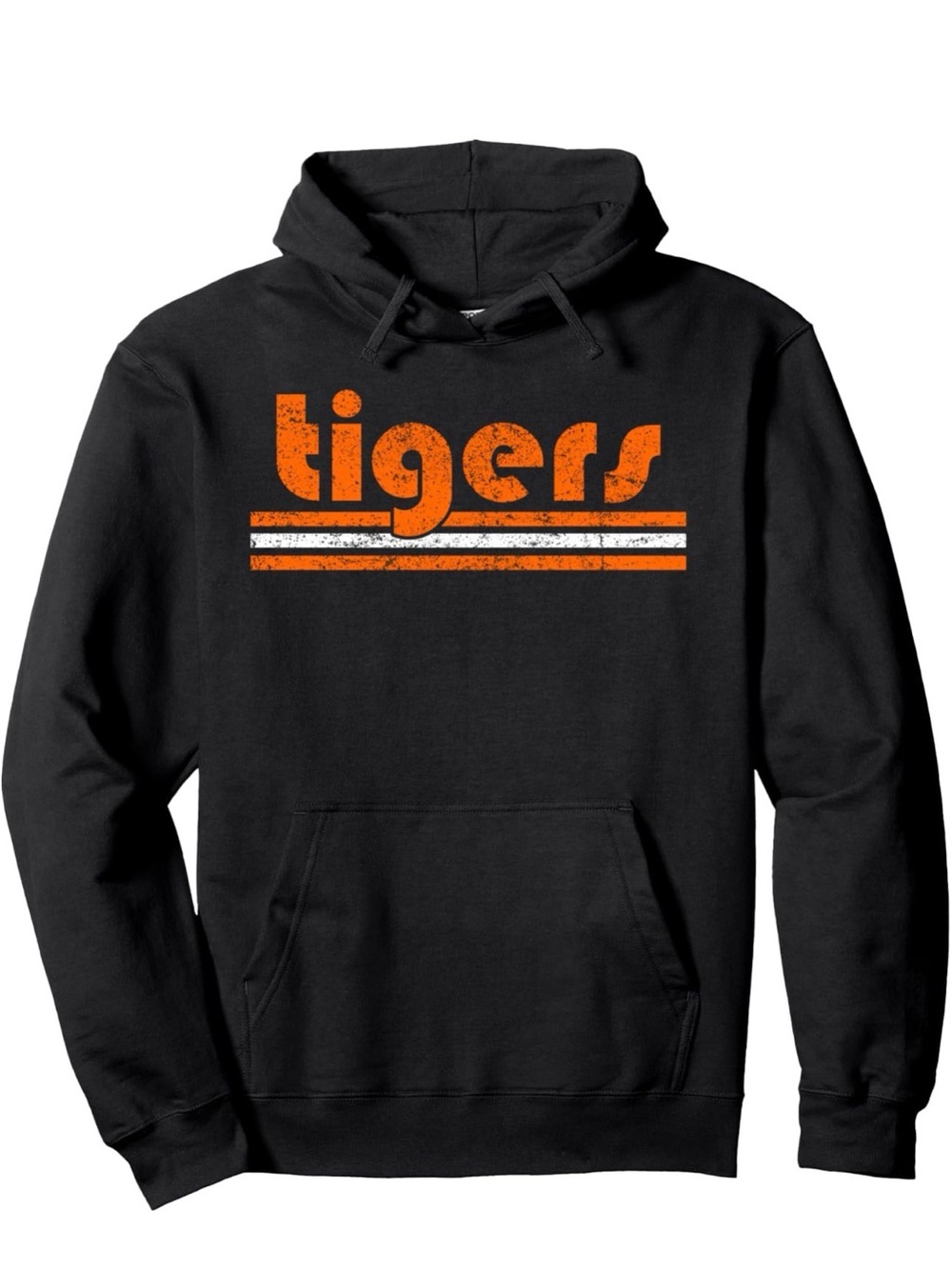 NEW!  Medium Black Vintage Detroit Tigers Retro Three Stripes Weathered Hoodie